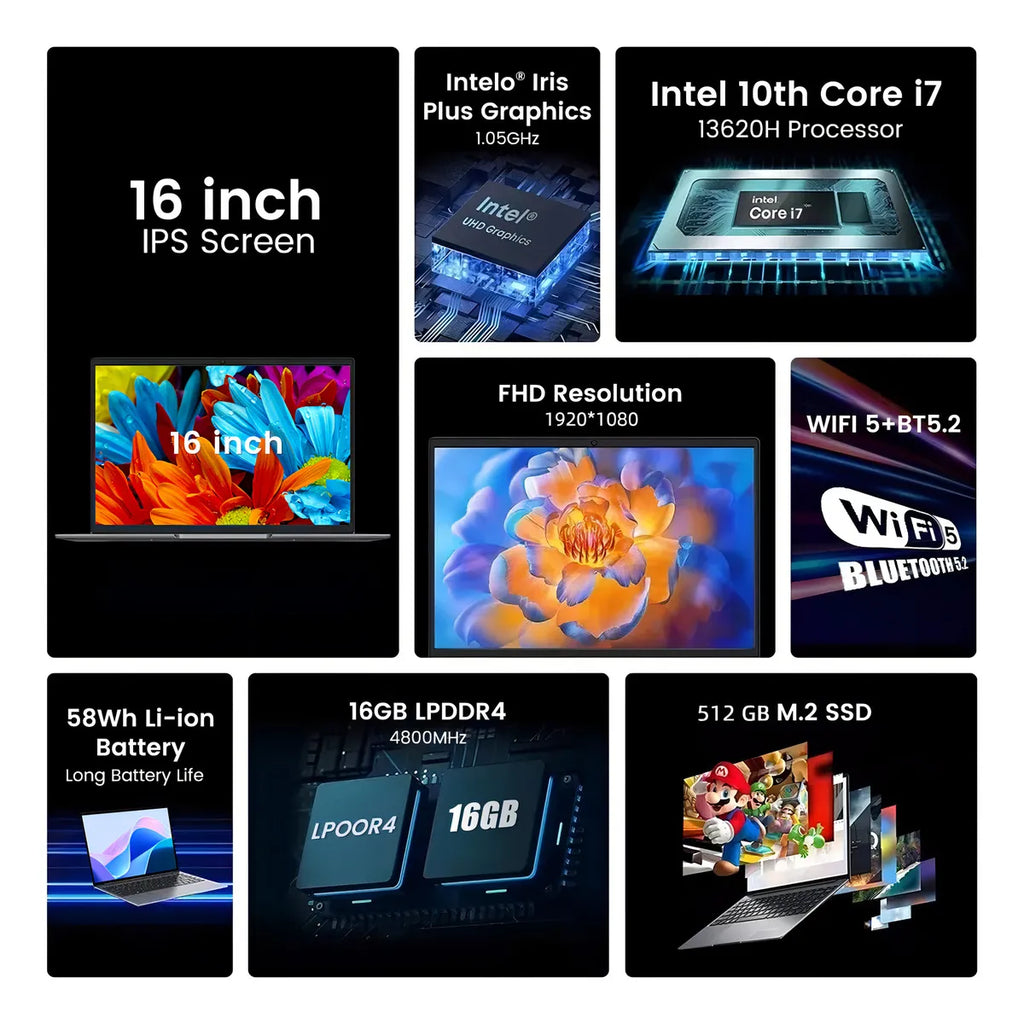 Notebook VSAP 16 Pulgadas Intel Core i7 13620H 16GB 512GB SSD Windows 11 Pro