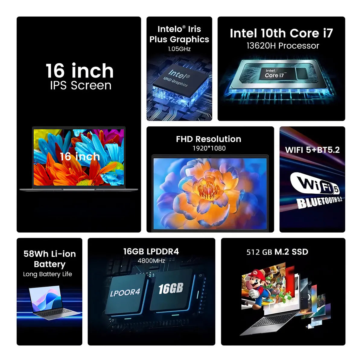 Notebook VSAP 16 Pulgadas Intel Core i7 13620H 16GB 512GB SSD Windows 11 Pro